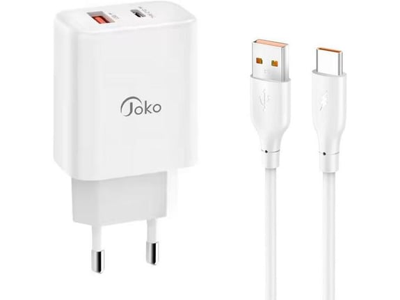 Kucni punjac KONFULON Joko JK87 PD 30W/ USB Q.30W sa kablom USB na Type-C beli 1m
