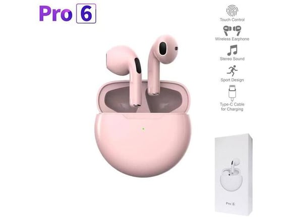Bluetooth slusalice AirPhones Pro 6 HQ roze