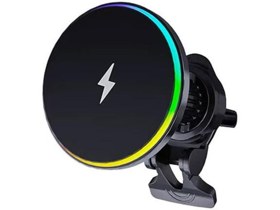 Auto drzac za telefon za ventilaciju RGB sa bezicnim punjenjem 15W