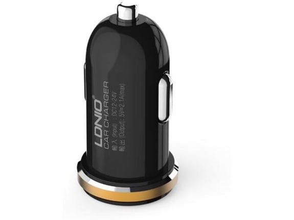 Auto punjac LDNIO DL-C22 dual USB 2.1A + iPhone Lightning kabel crni.