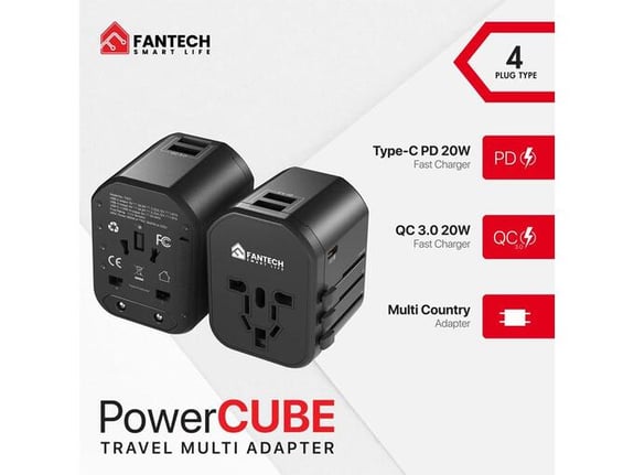 Univerzalni Multi Adapter Fantech TAC1 Power Cube 20W PD QC 3.0 20W crni
