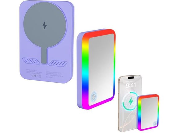 Power Bank Rainbow 5000 mAh bezicno punjenje sa RGB ogledalom