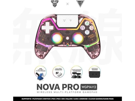 Joypad wireless Fantech WGP14V2 NOVA PRO multiplatform RGB CLEAR sakura