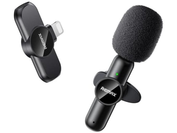 Bezicni mikrofon Lavalier REMAX K09 1u1 za mobilni telefon iPhone Lightning crni
