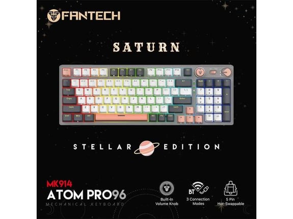 Tastatura Mehanicka Gaming Fantech MK914 RGB Atom PRO96 Wireless Saturn (red switch)