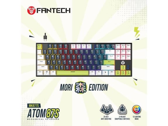 Tastatura Mehanicka Gaming Fantech MK877S RGB Atom 87S Mori plava (blue switch)