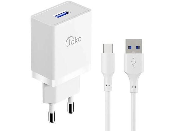 Kucni punjac KONFULON Joko JK77 2.4A sa kablom USB na Type-C beli 1m