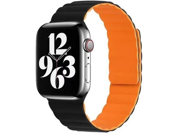 Silikonska narukvica za Apple Watch sa magnetom crno narandzasta 38/ 40/ 41 mm