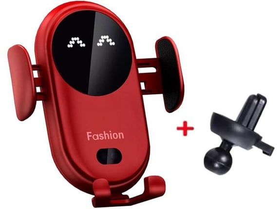 Auto drzac za telefon za ventilaciju S11 Fashion sa bezicnim punjenjem crveni