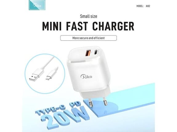 Kucni punjac KONFULON Joko JK82 + PX14 PD 20W/ USB 18W sa kablom USB na iPhone Lightning beli 1m