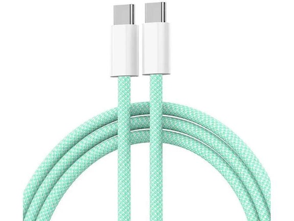 Kabel Braided iPhone PD Type-C na Type-C 20W zeleni 1m