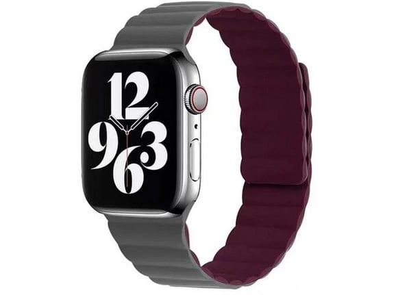 Silikonska narukvica za Apple Watch sa magnetom sivo bordo 38/ 40/ 41 mm