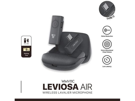 Mikrofon Wireless Fantech Lavalier Leviosa Air WMV11C (Single Mic) Type-C crni