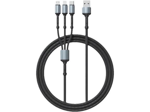 Kabel LDNIO LC93 za iPhone lightning/Micro USB/Type C 3.4A sivi 1.2m