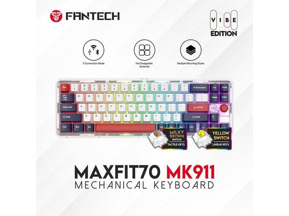 Tastatura Mehanicka Gaming Fantech MK911 RGB Vibe Maxfit 70 London Tour Wireless (Yellow switch)