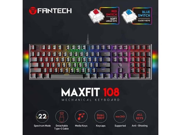 Tastatura mehanicka Gaming Fantech MK855 RGB Maxfit 108 crna (blue switch)