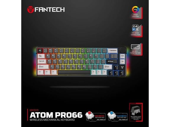 Tastatura Mehanicka Gaming Fantech MK919 Atom PRO66 crna (Red switch)