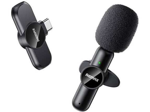 Bezicni mikrofon Lavalier REMAX K09 1u1 za mobilni telefon Type-C crni