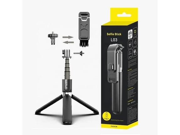 Stativ Tripod Wireless + Selfie Stick L03 (190-830mm) crni