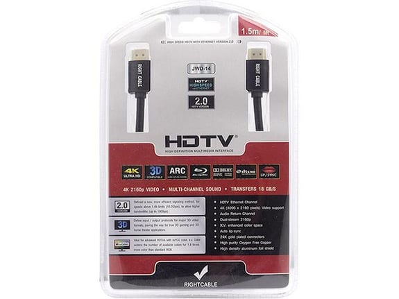 Kabel HDMI na HDMI JWD-14 v2.0 1,5m crni