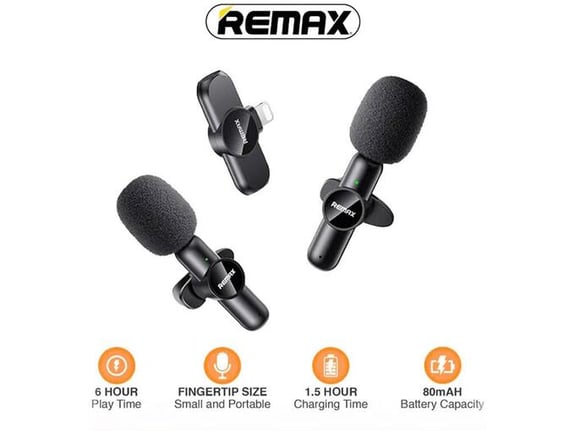 Bezicni mikrofon Lavalier REMAX K10 2u1 za mobilni telefon iPhone Lightning crni