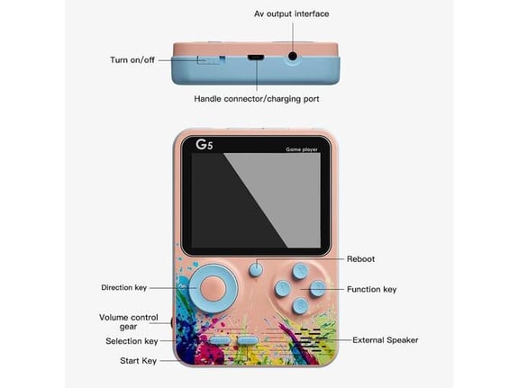 Ručna konzola za igranje G5 500 igrica plava