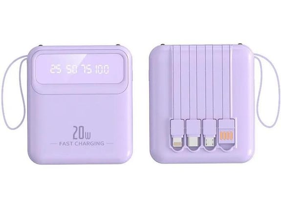 Power Bank Fast Charger 20000 mAh ljubicasti