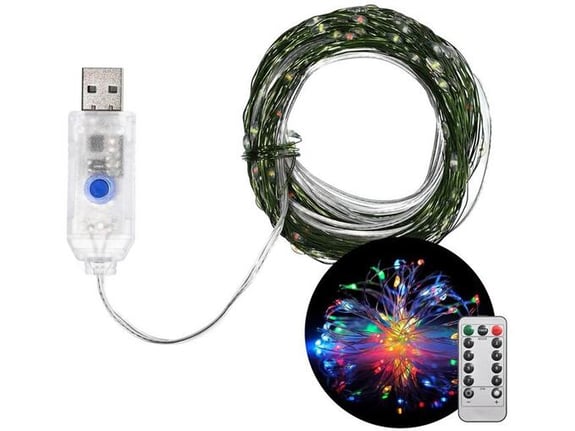 LED novogodišnje lampice 300 kom u boji 20 m sa daljinskim USB