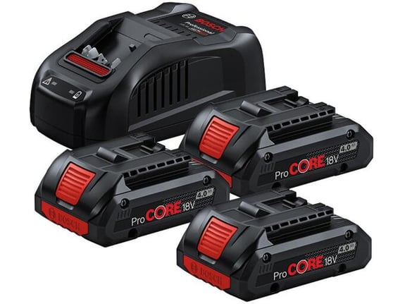Bosch 3 x baterija ProCORE 18V 4,0 Ah + Brzi punjač GAL 1880 CV 0615990N2G