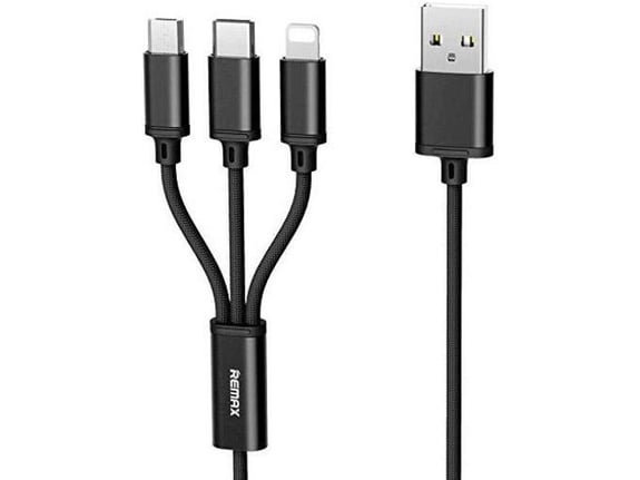 Kabel REMAX Gition RC-131 3u1 za iPhone Lightning/ Micro USB/ Type-C crni 1m