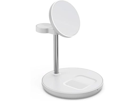 Bežični punjač 3u1 magnetni za Apple Watch, iPhone i AirPods 15W beli