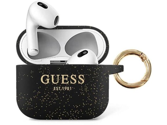 Maska Guess Airpods 3 Silicone Est. Glitter crna.