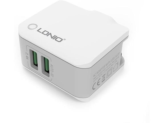 Kućni punjač LDNIO A2203 dual USB 2.4A + Micro USB kabel beli