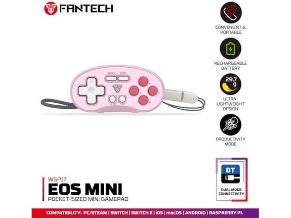 Joypad wireless Fantech WGP17 Eos mini roze