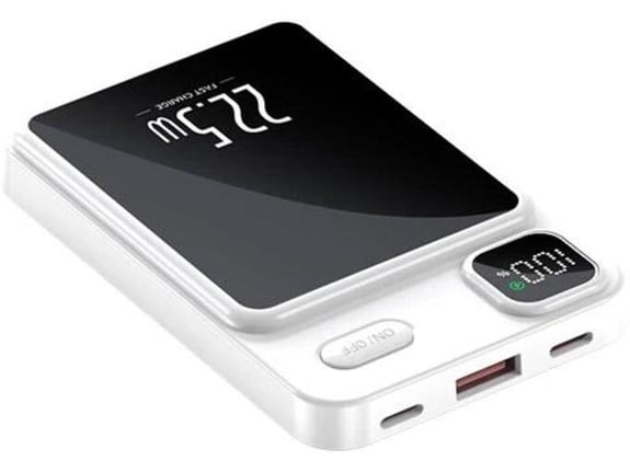 Power Bank Mag Charger 22,5W Digital Display 5000 mAh crno beli