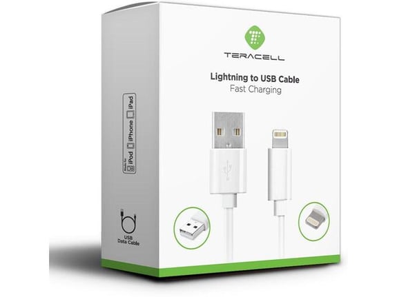 Kabel Teracell Plus iPhone 2A Lightning beli 2m