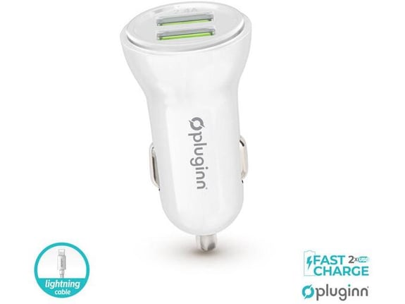 Auto punjač Pluginn PI-35 5V 2.4A 2xUSB sa iPhone Lightning kabel