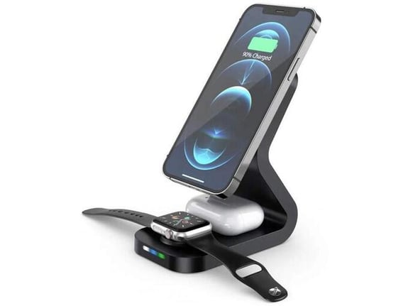 Bežični punjač B-16 3u1 magnetni za iPhone,Airpods,Apple Watch 15W crni