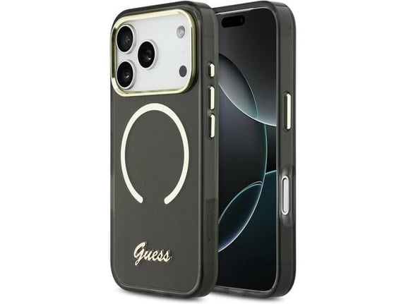 Maska Guess IML Script Metal MagSafe za iPhone 17 Pro crna