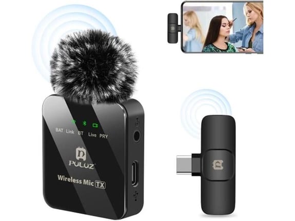 Bežični mikrofon Lavalier za mobilni telefon PULUZ PU646B Type-C crni