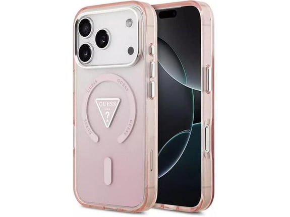 Maska Guess IML Gradient Triangle Logo MagSafe za iPhone 17 Pro pink