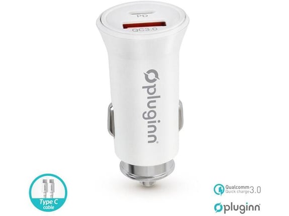 Auto punjač Pluginn PI-21S PD 20W QC 3.0 18W sa PD Type-C na Type-C kabel