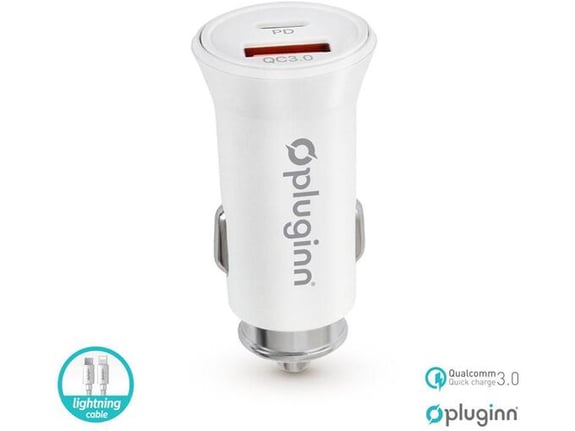 Auto punjač Pluginn PI-21S PD 20W QC 3.0 18W sa PD Type-C na iPhone Lightning kabel