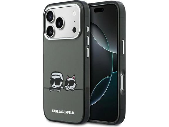 Maska Karl Lagerfeld IML Karl & Choupette Peekaboo Logo MagSafe za iPhone 17 Pro Max siva