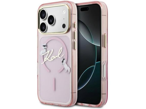 Maska Karl Lagerfeld IML Choupettes Karl Script Logo MagSafe za iPhone 17 Pro pink
