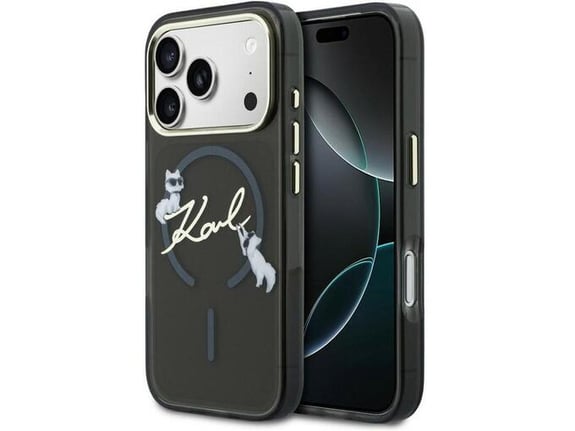Maska Karl Lagerfeld IML Choupettes Karl Script Logo MagSafe za iPhone 17 Pro crna