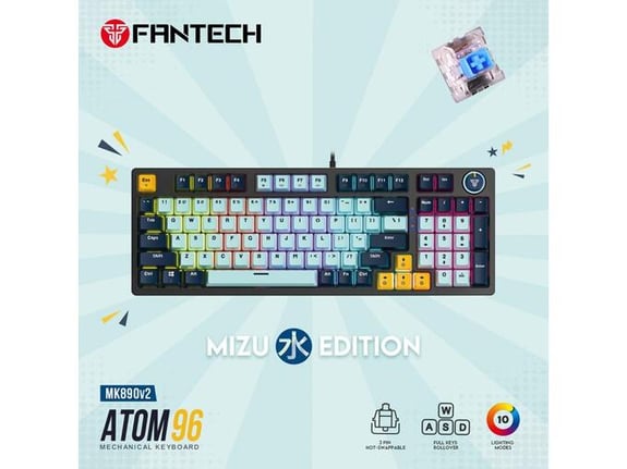 Tastatura mehanička Gaming Fantech MK890 RGB Atom MK96 SkyBlue (Blue switch)