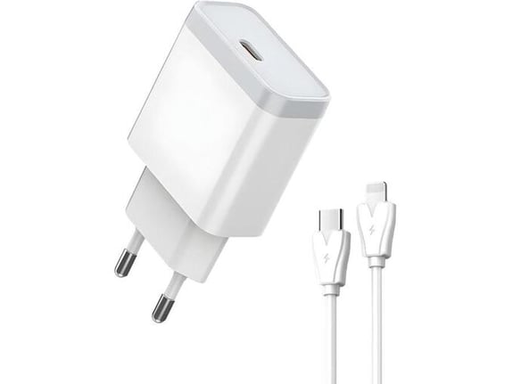 Kućni punjač LDNIO Q122 PPS PD,27W sa kablom Type-C na iPhone lightning kabel beli