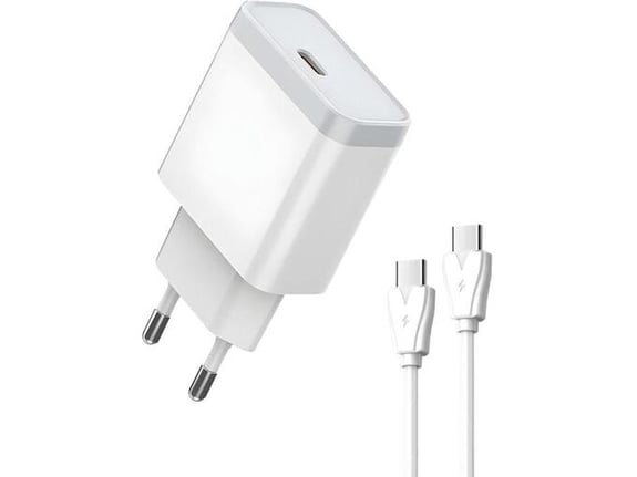 Kućni punjač LDNIO Q122 PPS PD,27W sa kablom Type-C na Type-C kabel beli