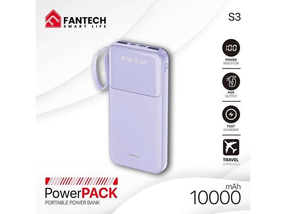 Power Bank Fantech S3 10000mAh 10W ljubicasti
